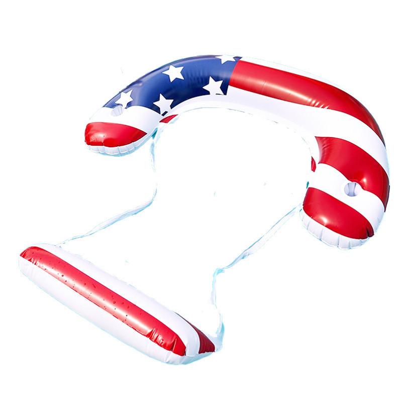 Spangled Star Banner With Net Water Floating Bed Inflatable Backrest Foldable