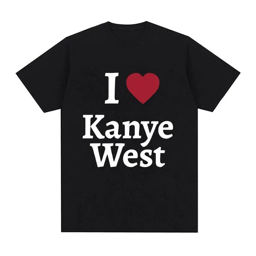 

Футболка I Love Kanye West для унисекс, большие хлопковые футболки с короткими рукавами, унисекс, женская модная одежда для пар, футболка, уличная одежда