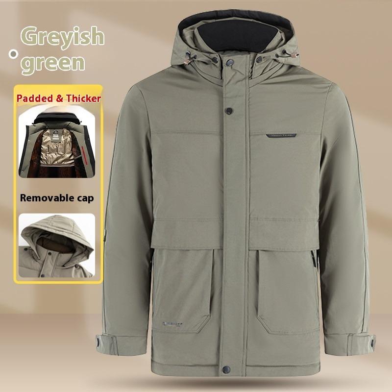 Cozy Up Men's Parka Winter Coats Warm Puffer Jacket with Removable Fur Hood