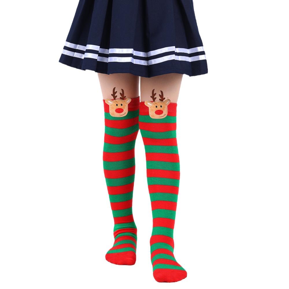 New Arrival Kids Christmas Socks With Cute Cartoon Deer Plush Toy Polyester Fabric Friction Resistant