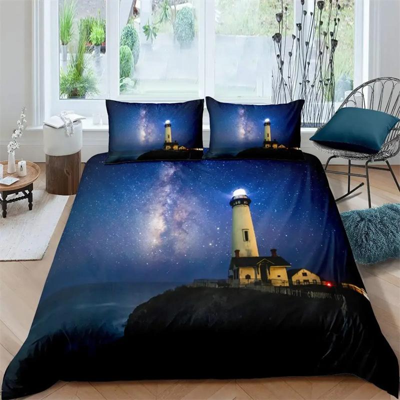 3D Gedrucktes Leuchtturm Bettwäsche Set King Queen Twin Größe Bettbezug Steppdecke Kissenbezug für Jungen Mädchen Erwachsene