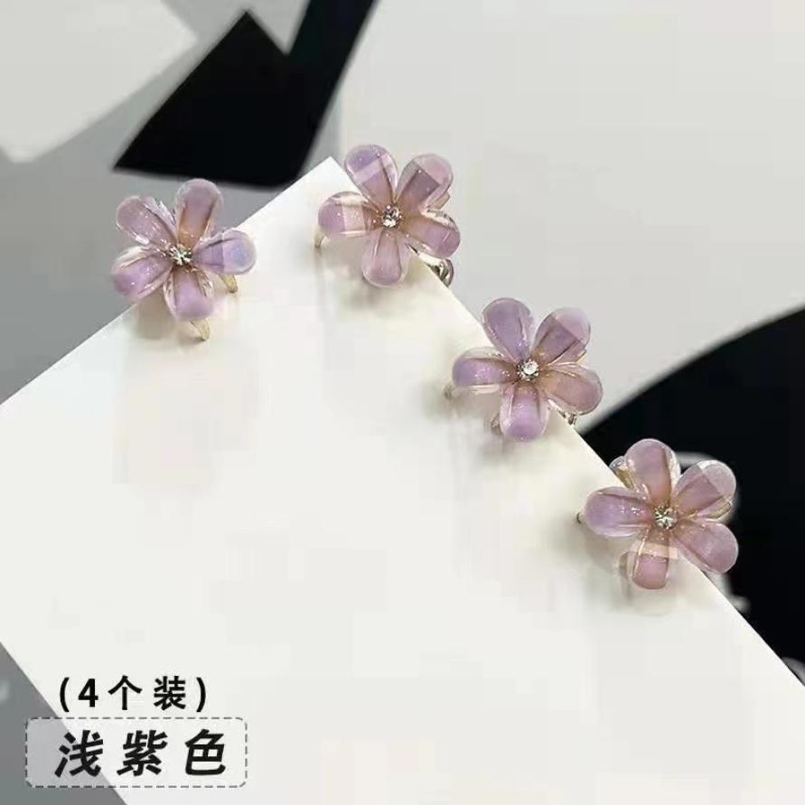 4 st Söta Mini Blomma Hårklämmor Klor Kvinnor Flickor Färgstarka BlomsterHårnålar Söta Små Huvudbonader Hårklämmor Accessoarer
