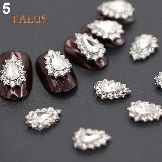 10Pcs 3D Shape Glitters Rhinestone Alloy Bowknot DIY Decal Nail Art Tips Stickers