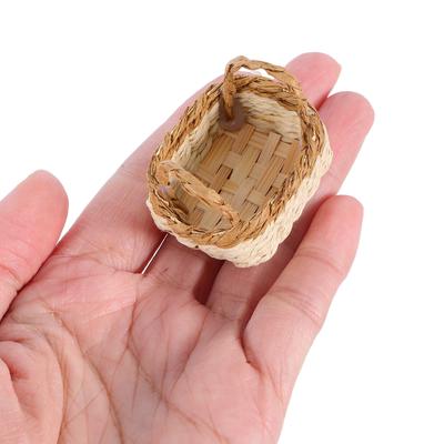 2pcs Mini Raffia Grass Handwoven Miniature Flower With Handle For Wedding Party Garden Home Decor Photo Props Micro Landscape