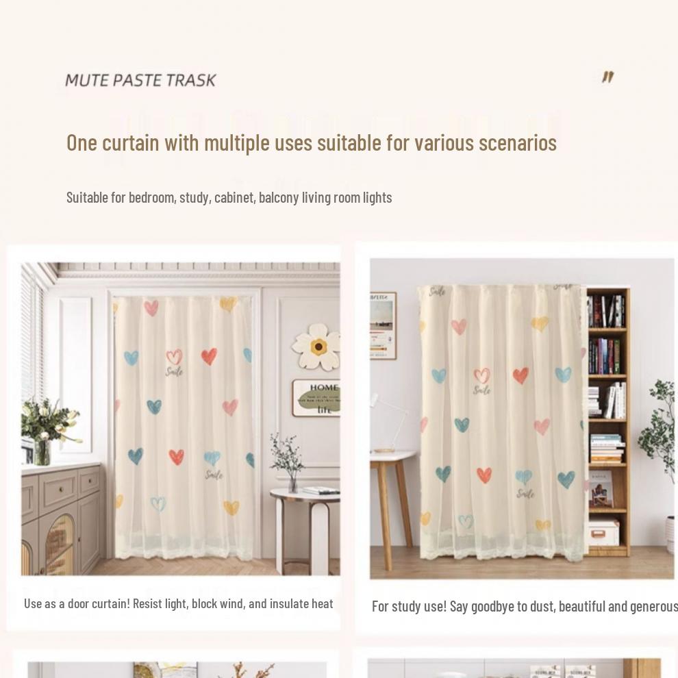 No-Punch Light-Blocking Bay Window Curtain Fabric for Bedrooms