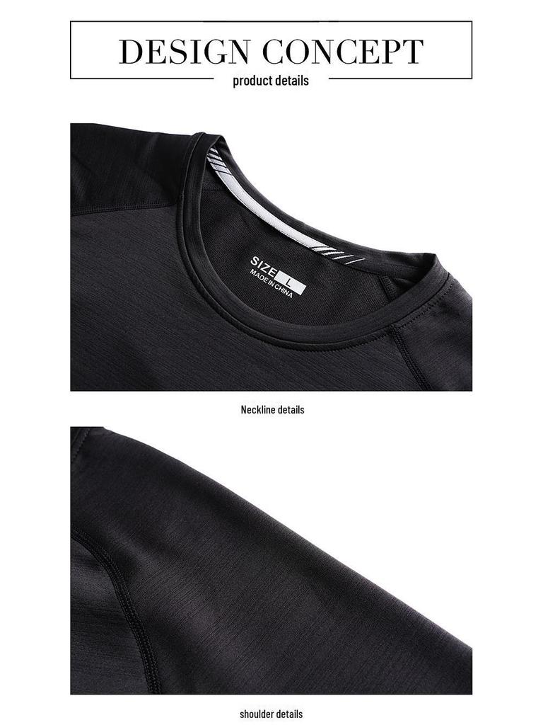 Men's Long-Sleeve Ice Silk Stretch Sports T-Shirt for Spring/Summer Fitness and Casual Wear
