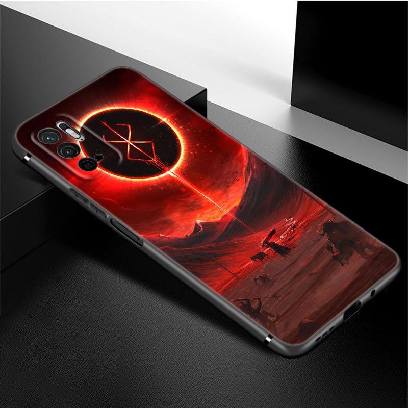 Anime Berserk Guts Phone Case For Xiaomi Redmi Note 11 10 9 8 Pro 11T 5G 10T 10S 9S 9T 9i 9C 9A 8T Soft TPU Black Cover