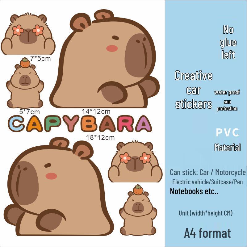 Capybara Electric Bike Waterproof Sticker: Little Cow Helmet & Center Box Deco