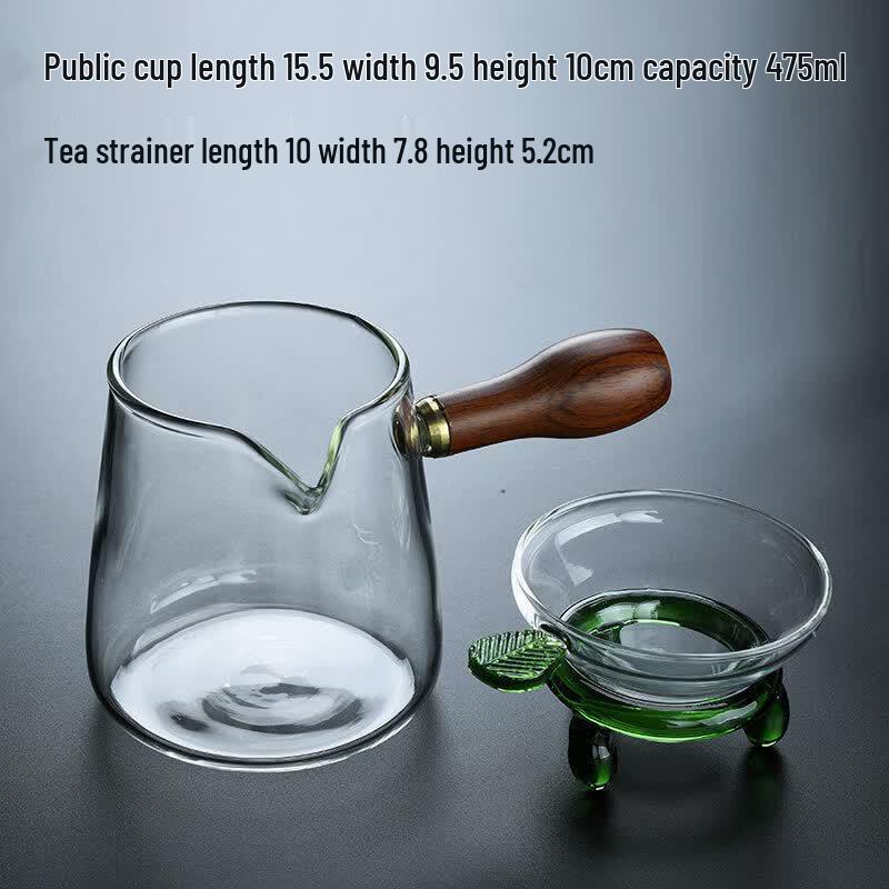 Glass Tea Pitcher with Side Wooden Handle and Infuser