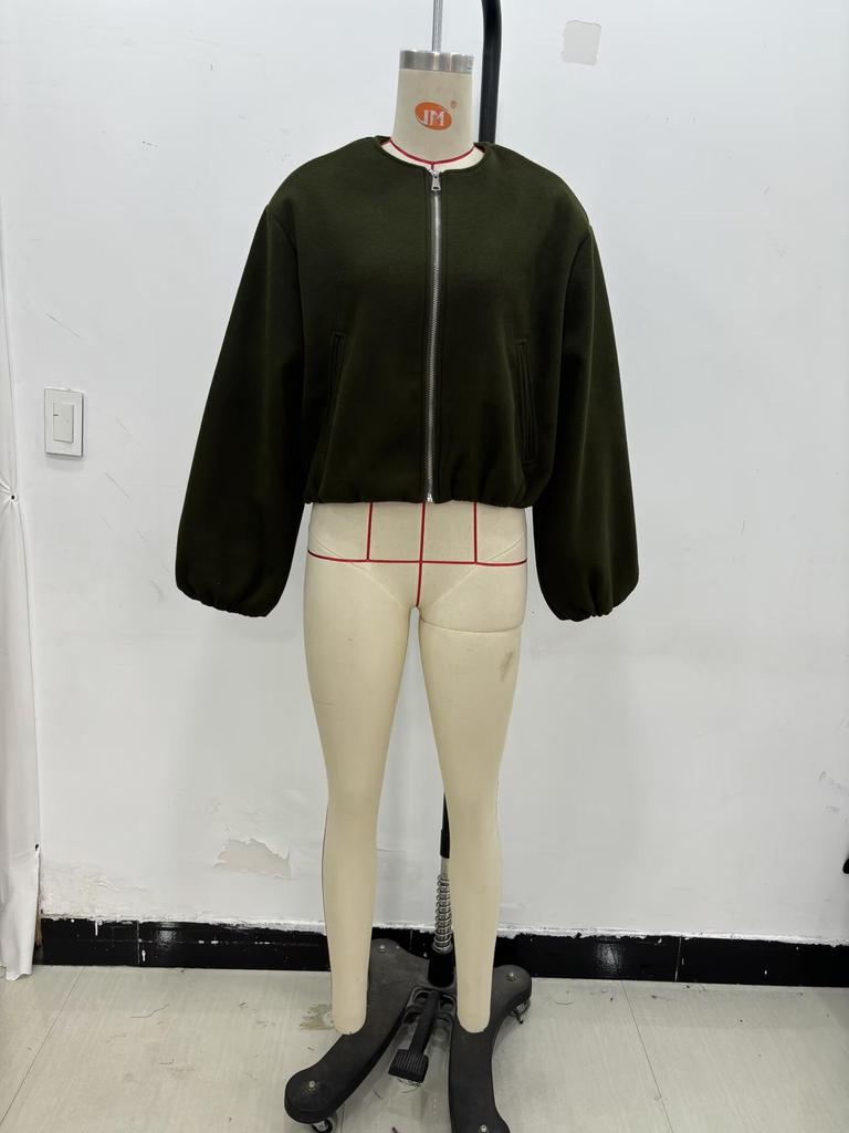 European & American Women's Soft Round Neck Bomber Jacket - New Autumn/Winter Collection