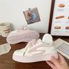 Pink thick baseplate shoes female Korean version 2025 autumn new chic niche design breathable student sports little white shoes