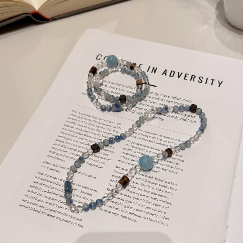 Handmade Double Strand Blue Crystal Bracelet With Sodalite Clear Quartz New Chinese Style Unisex Jewelry