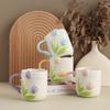 450ML Tulip Ceramic Cup Three-dimensional Embossed Flower Coffee Mug Afternoon Camellia Flower Tea Cup Home Breakfast Milk Mug