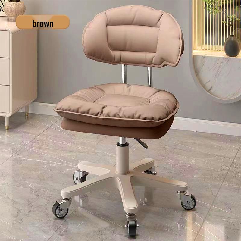 Modern Minimalist Adjustable Beauty Stool with Casters and Backrest