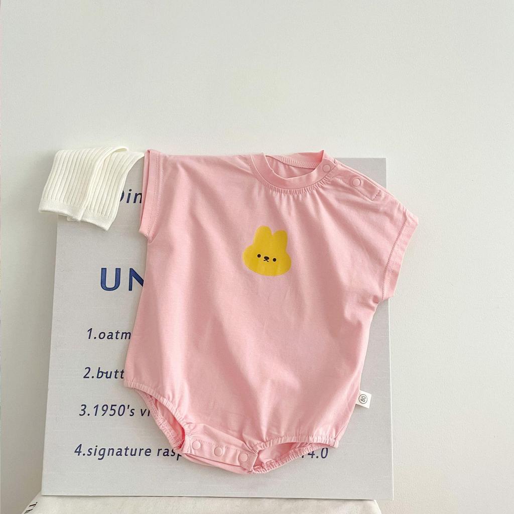 Unisex Cartoon Summer Baby Bodysuit with Snap Crotch