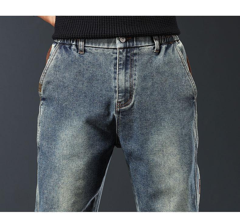 Męskie Grube Jeansy Robocze Patchworkowe - Luźne, Zakończone Ściągaczem, Modna Marka Streetwear, Spodnie Haremki