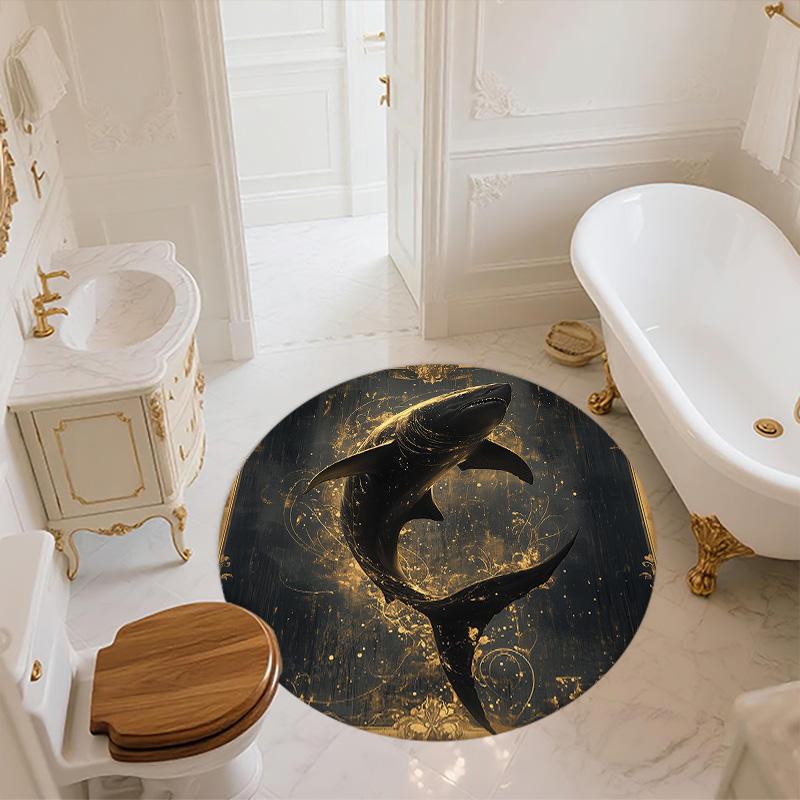 Shark,Round Area Rug,Carpet Rug for Living Room Bedroom Sofa Playroom Decor,Non-slip Floor Mat