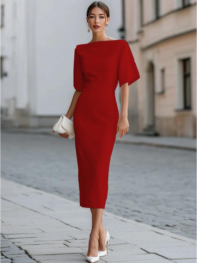2026 Elegant One-Shoulder Solid Color Summer Dress for Women