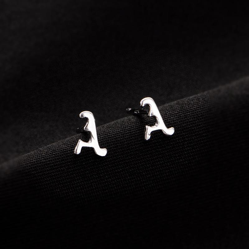 Banyan Tree S925 Silver English Alphabet Earrings for Women - Small, Comfortable, Single Earrings for Sleeping