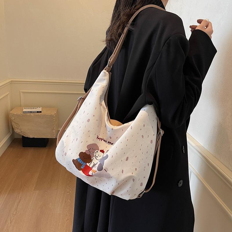 Korean Version of Casual Large-capacity Bag Women's Bag 2025 Spring New Polka Dot Tote Bag Multi-functional Backpack