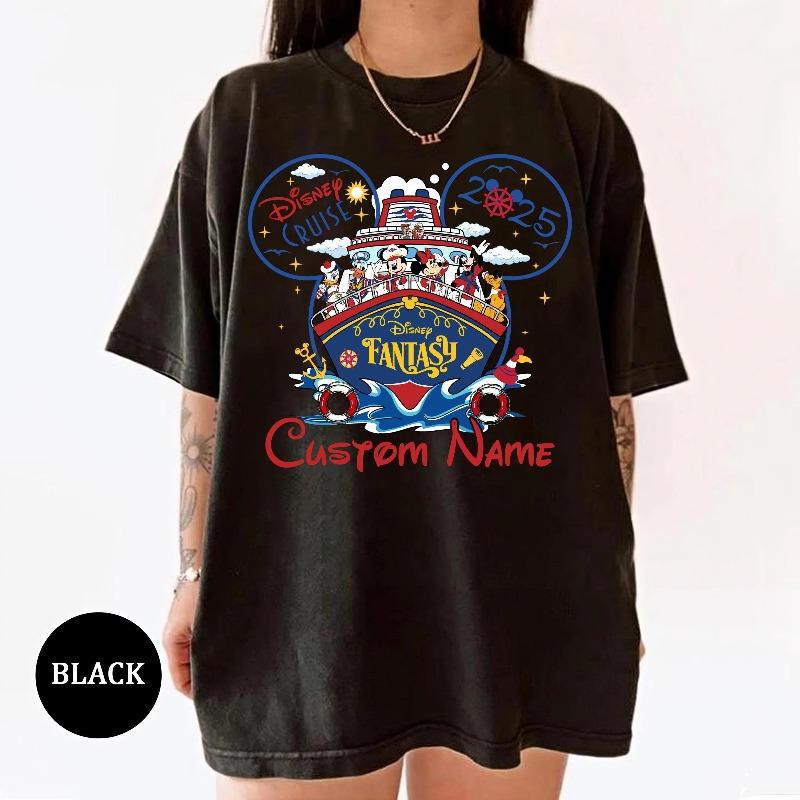 

2025Personalized Disney Cruise Line Mickey and Friends Shirt, Disney Wish Fantasy Magic 100% Pure Cotton Printed Leisure T-shirt S