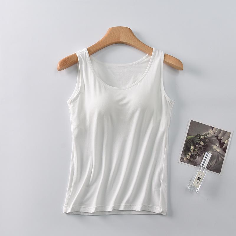 Kubek na pięć palców Damski modalny top na ramiączkach: Camisole z wbudowanymi wkładkami na biust