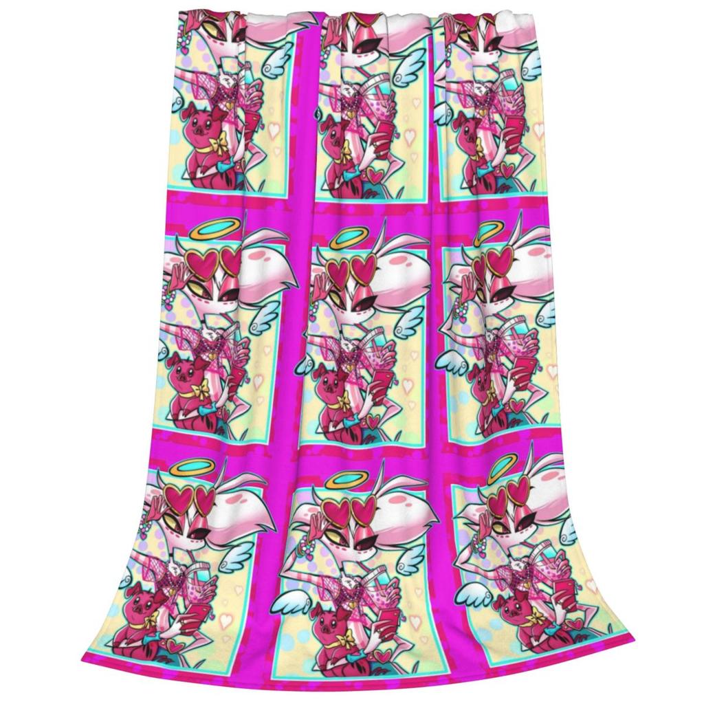 Shy Loona Flannel Throw Blankets Helluva Anime Blanket for Home Bedroom Soft Bedspread