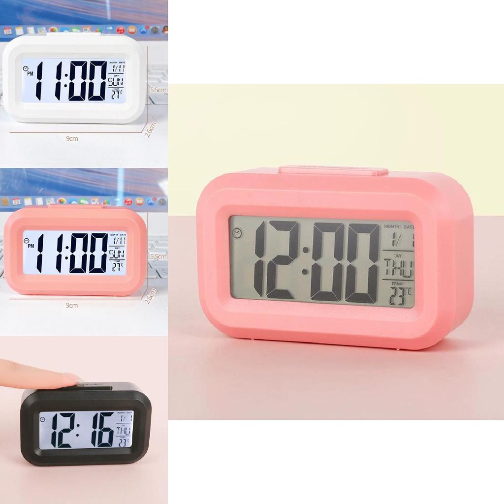Childrens Cartoon Desktop Alarm Clock With Temperature Sensor Night Light For Girls Room