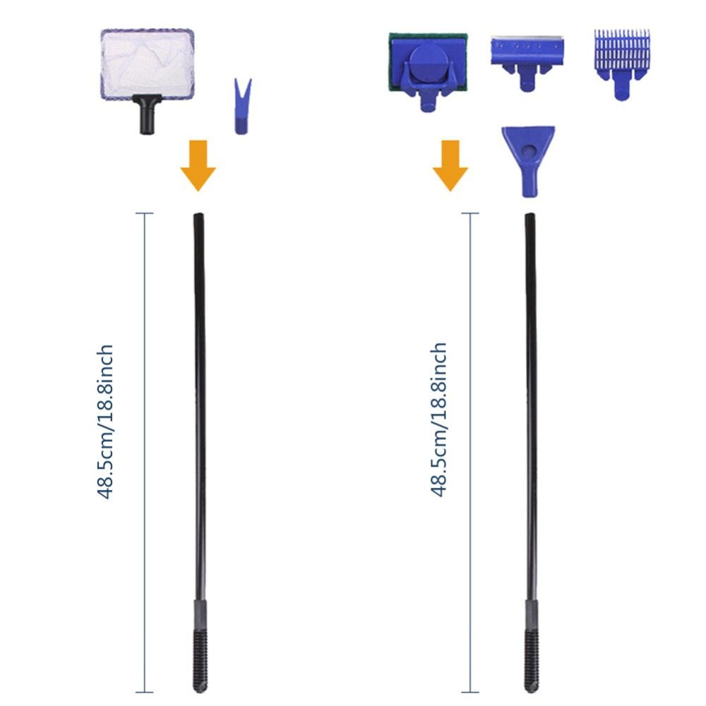 Adjustable Tank Glass Cleaning Brush Retractable Fish Tank Brush Durable 5-in-1 Cleaning Set