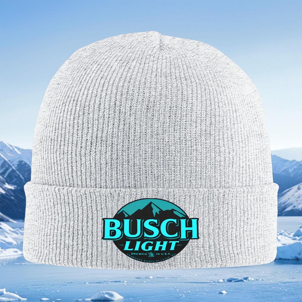 Busch Light Mountain Logo American Beer Brand Men Women Unisex Knitted Hat Beanie Pullover Cap Winter Thermal Warm Christmas Out
