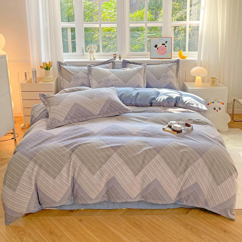 Category A 100% Cotton Brushed Four-Piece Bedding Set, Duvet Cover, Pure Cotton, Spring and Autumn Thickened Bedding