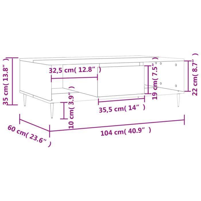 VidaXL Coffee Table Smoked Oak 104x60x35 Cm Engineered Wood 827081