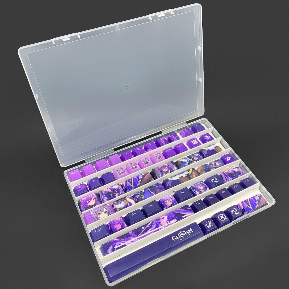 77 1U Keys Clear Keycaps Case with Paper Dividers Keyboard Keycaps Tray Home