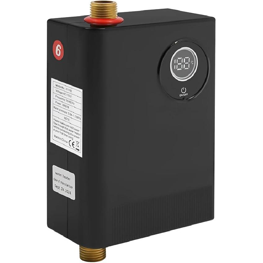 Electric Water Heater, 3000W 110V Tankless Water Heater with LED Display and Memory Function, On Demand Hot Water Heater Small Water Heaters with