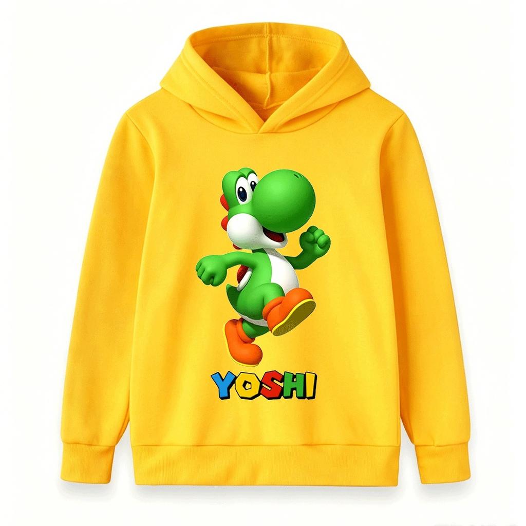 Kids Boys Girls Casual Hoodie, Cute Dinosaur Character Print Long Sleeve Pullover Sweatshirt for Children Daily Wear