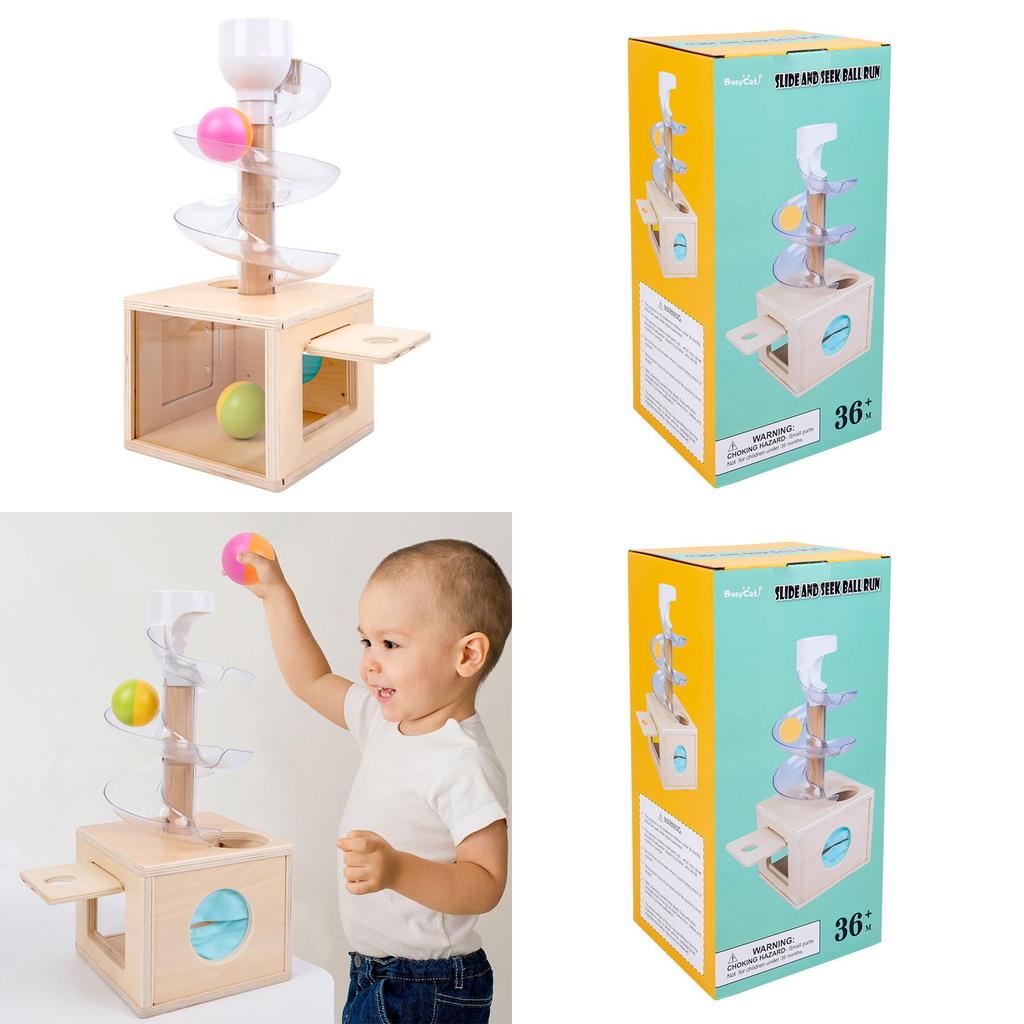 Holz-Lernspielzeug für Kleinkinder mit Drehspur und Ball, zum Selberbauen für frühes Lernen