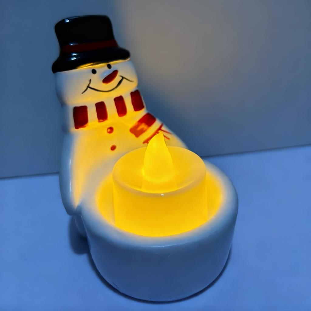 Christmas Snowman Candlestick Tea Lamp Candlestick