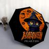 1pc Cute Happy Halloween Cat Witch Hat Automatic 3-Fold Umbrella Design, Cute Cartoon Pattern, Portable Outdoor Umbrella, Perfect, Holiday G