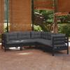 Day and Night - Day and Night Garden Furniture 5 Pieces with Black Cushions Solid Pine Wood