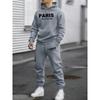 Mens Casual Hoodie Jogger Set With Letter Print Warm Fleece-Lined 2-Piece Outfit