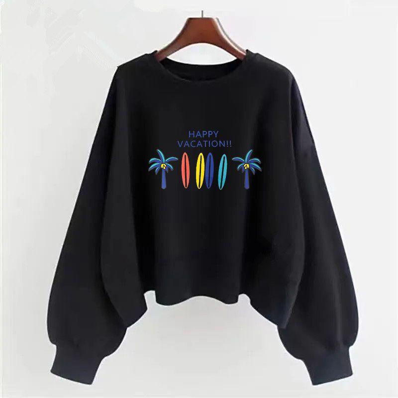 Moletom com capuz de algodão roxo feminino primavera e outono manga longa versão coreana gola redonda solta temporada escolar de setembro início do outono em roupas femininas