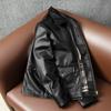 Genuine Leather Jacket Men Slim Fit Cowhide Biker Coat Stylish Lapel Spring Autumn Outerwear