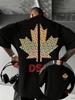 Textured Maple Leaf Print with Bold Lettering On 100 Cotton Unisexs T Shirt Great for Summer Streetwear and Casual Urban Outings