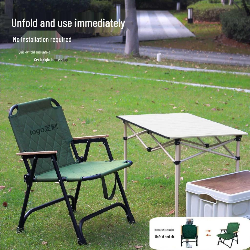 Padded Outdoor Folding Double Camping Chair for BBQ, Fishing, and Picnics