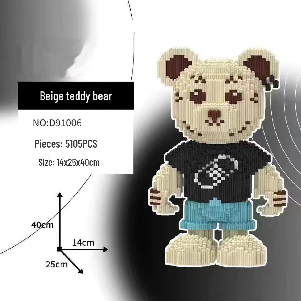 Girls' Compatible Lego: Violent Bear Building Block Series - Educational Micro-Block Interlocking Toys & Gifts