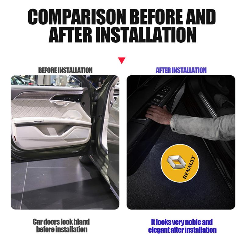 Universal Car Door LED Projector Light HD Welcome Shadow Lamp Anti-Collision Decor For Renault Megane 2 3 4 Twingo Clio Talisman SH4U