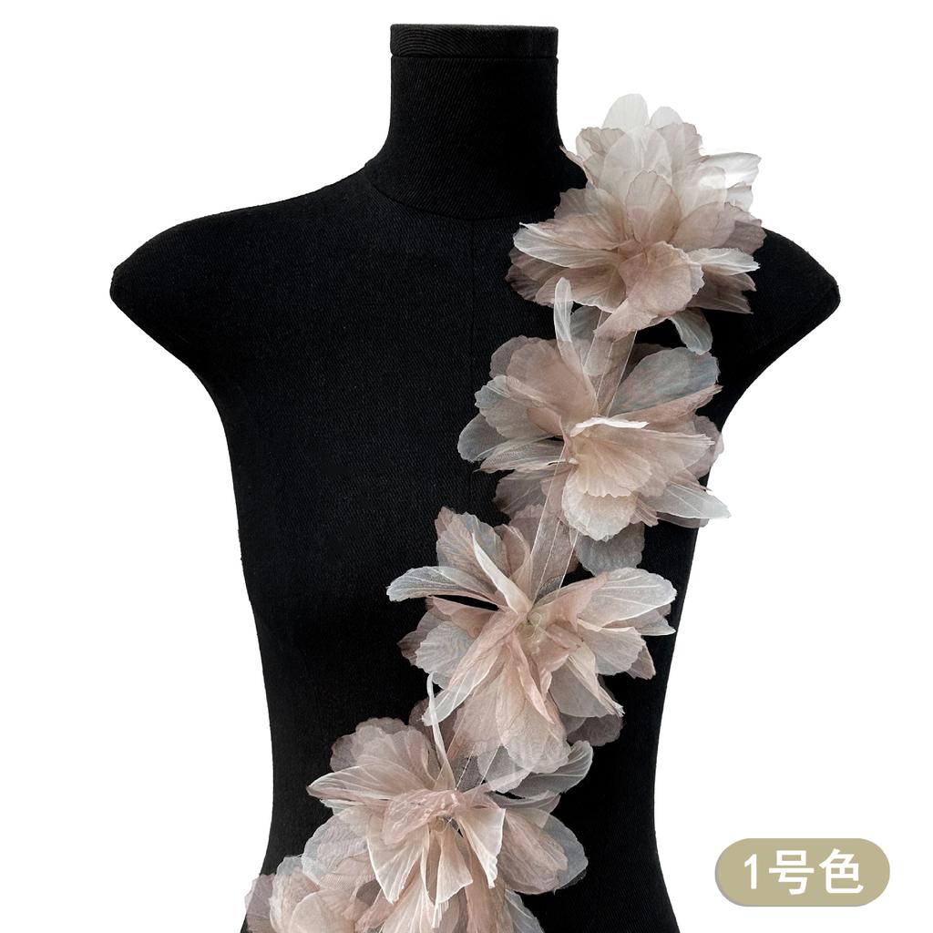 Colorful Gradual Change Gauze Three-Dimensional Flower Clothing With Shoes, Hats, Bags, Children'S Clothing Accessories, Decorative Flowers