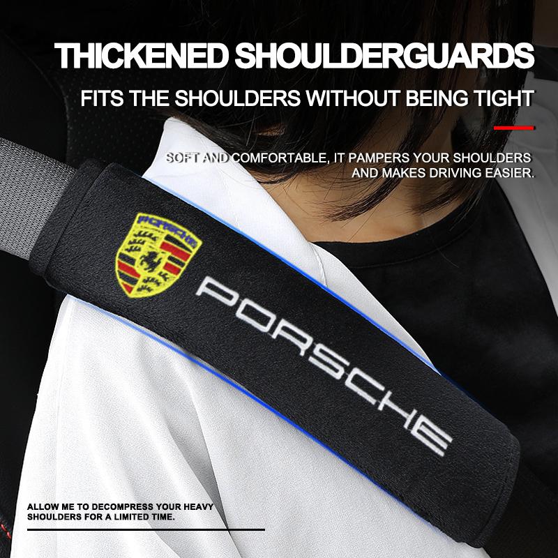 2Pcs Seat Belt Cover Car Cotton Safety Shoulder Protector For Porsche 911 928 944 968 Boxster Cayenne Macan Panamera
