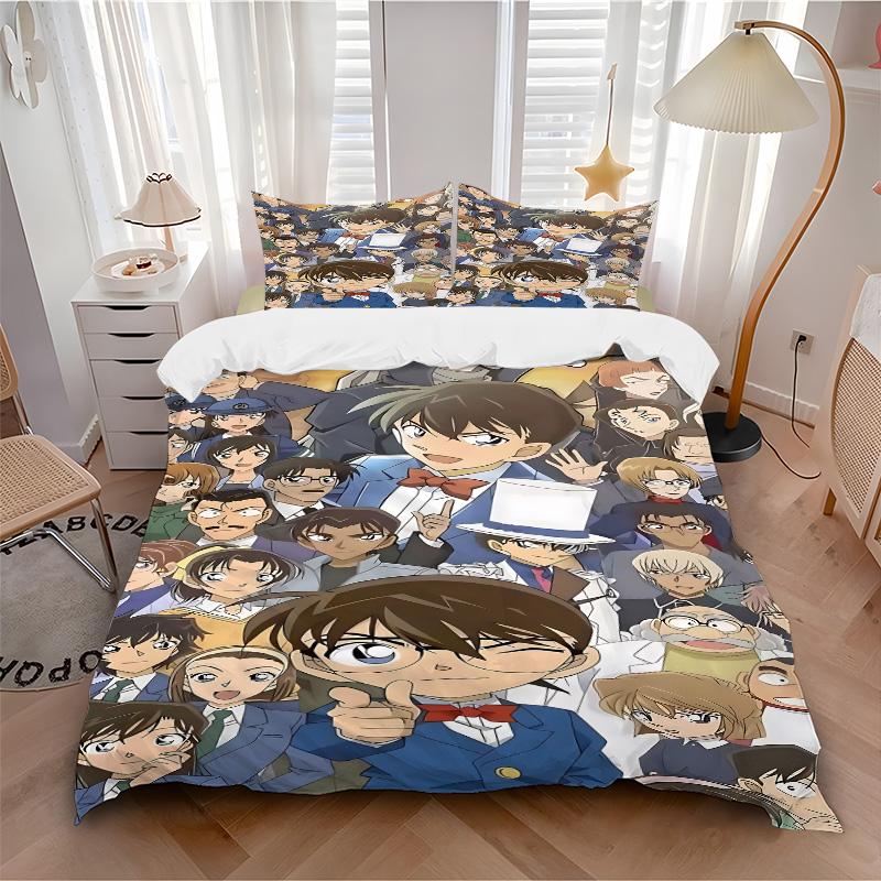 Detective Conan Mystery Print 3Pcs Bedding Setduvet Cover With 2 Bedropillowcase Home Birthday Gift