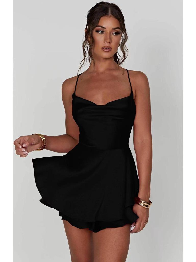 Schlankmachendes ärmelloses Neckholder-Rückenfreies Kleid für Damen - Sommer 2024